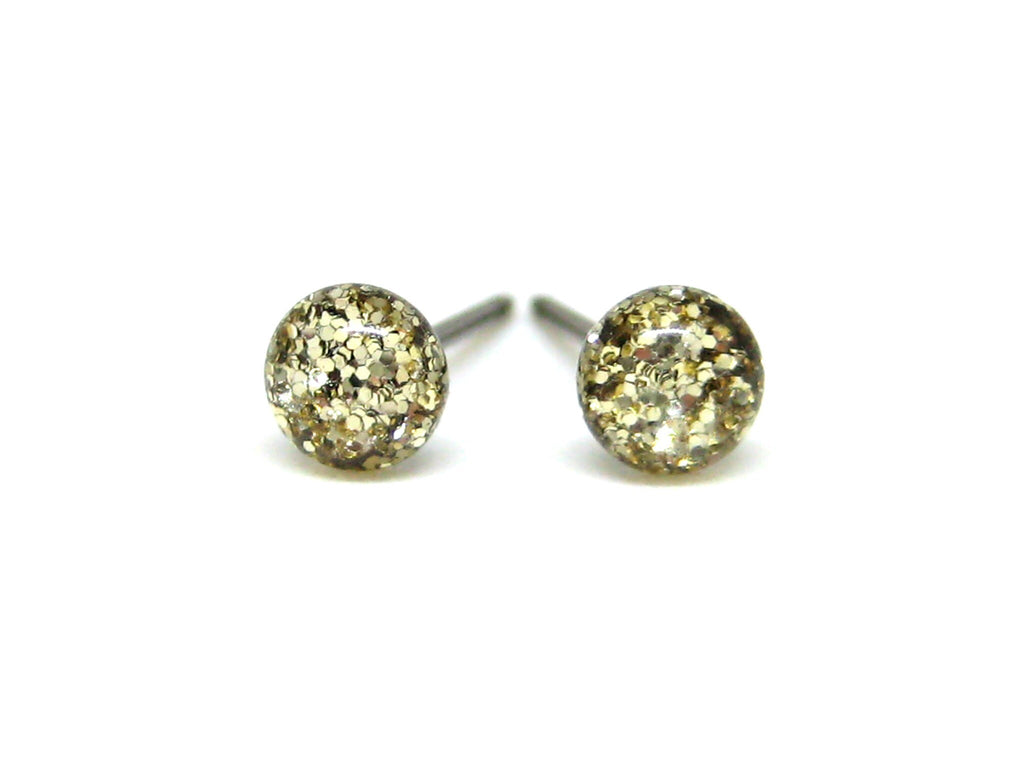 Aladdin's Lamp Gold Glitter Titanium Stud Earrings