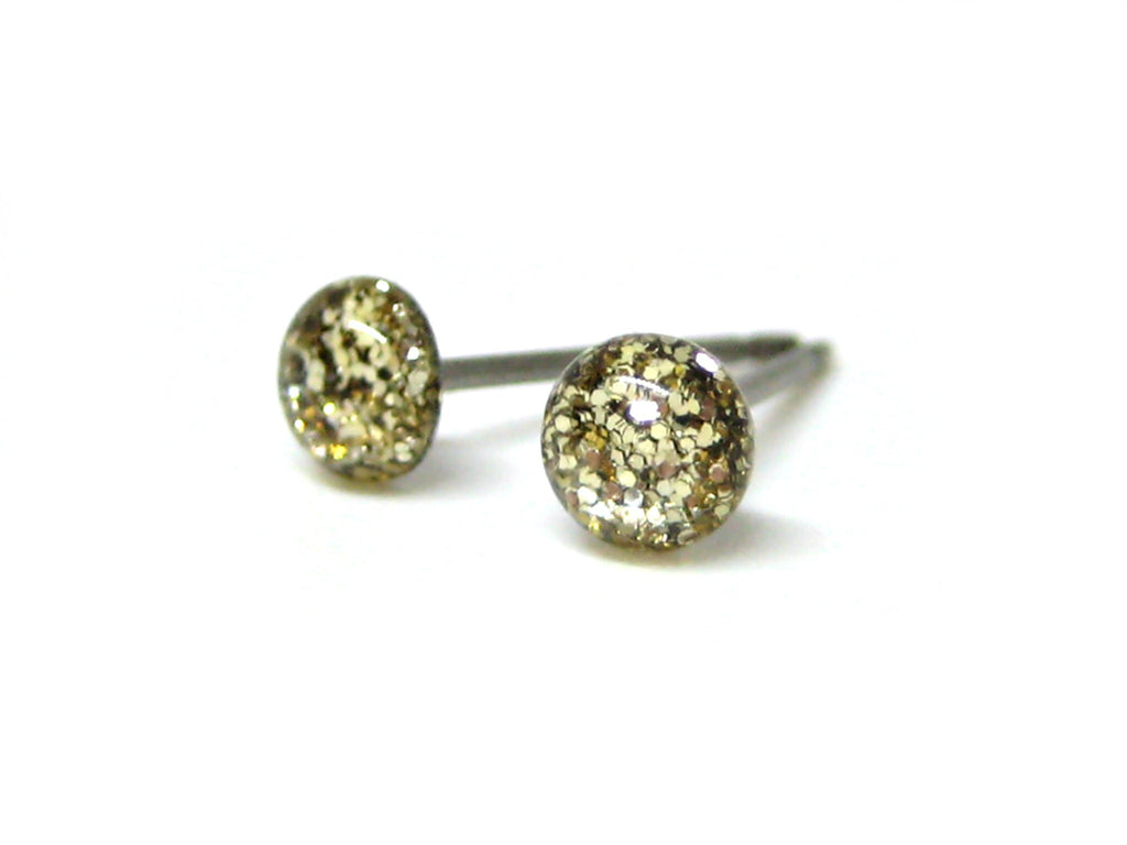 Aladdin's Lamp Gold Glitter Titanium Stud Earrings