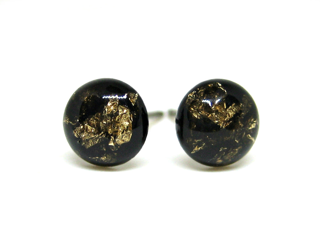 Black Currant Gold Flake Titanium Stud Earrings