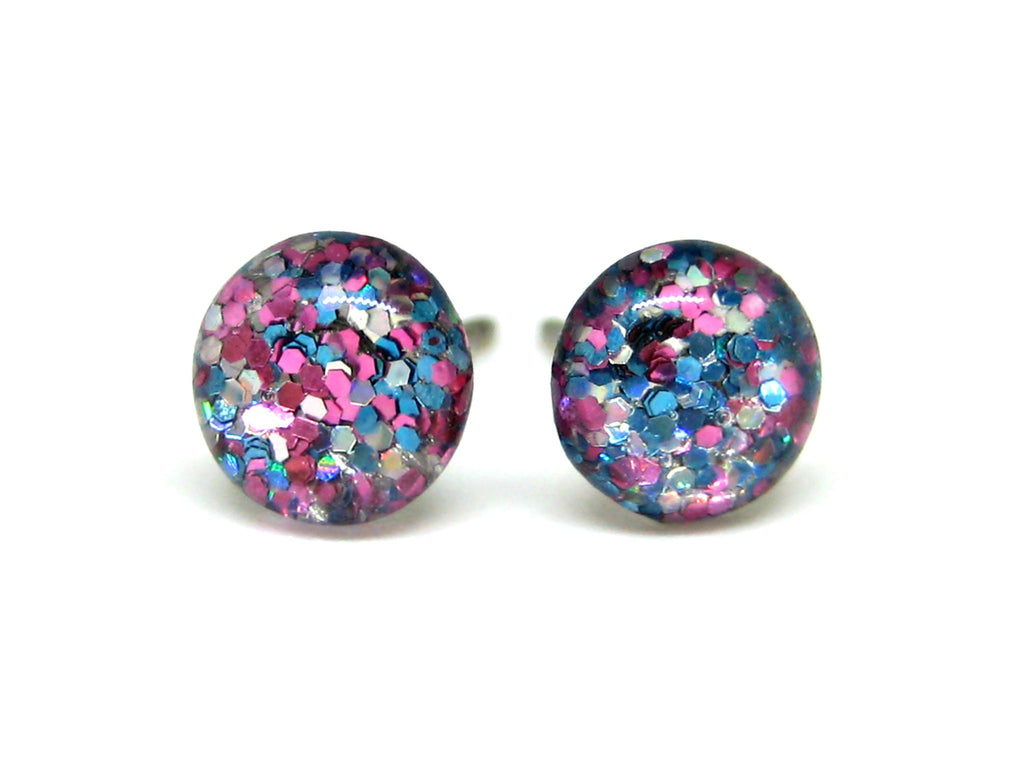 Cotton Candy Glitter Titanium Stud Earrings