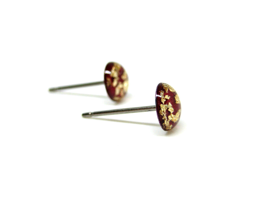 Red Gold Flake Titanium Stud Earrings