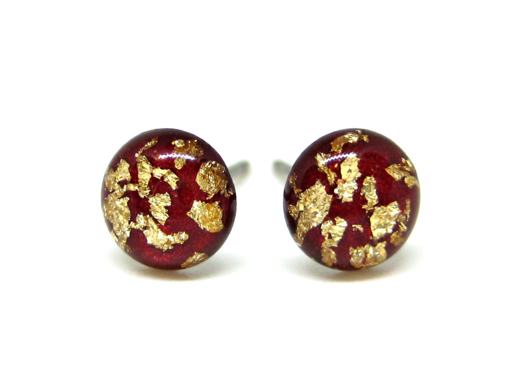 Red Gold Flake Titanium Stud Earrings