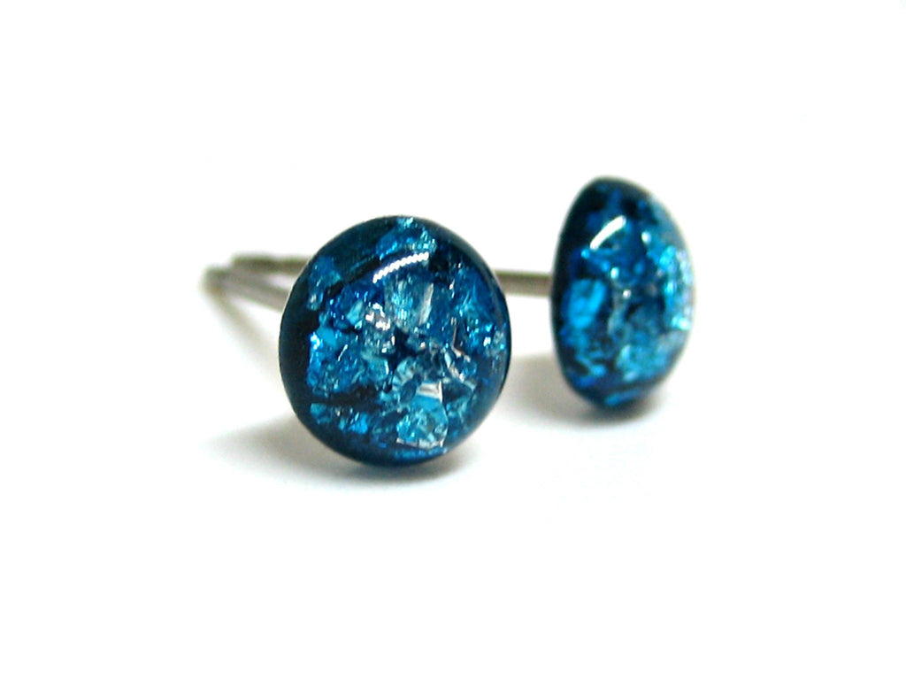 Forget Me Not Silver Flake Titanium Stud Earrings