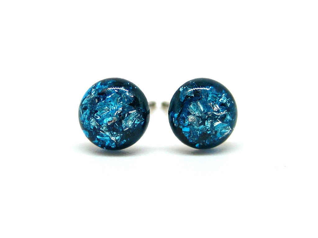 Forget Me Not Silver Flake Titanium Stud Earrings