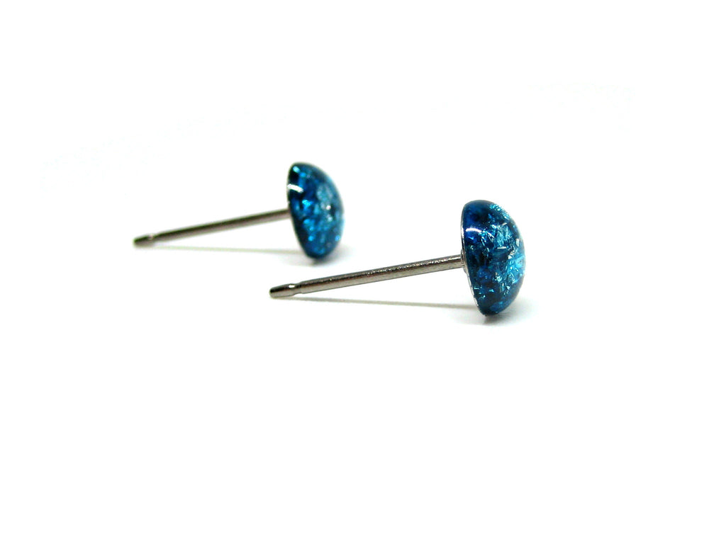 Forget Me Not Silver Flake Titanium Stud Earrings