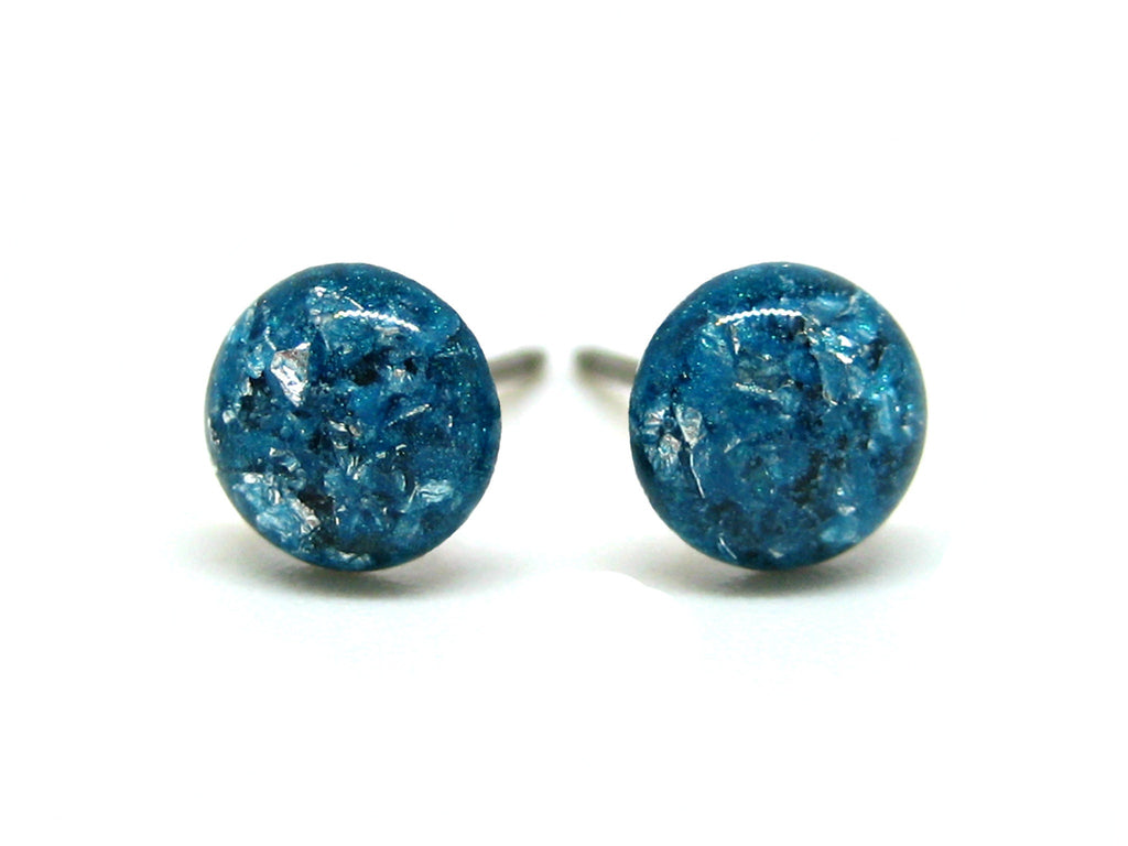 Turquoise Silver Flake Titanium Stud Earrings