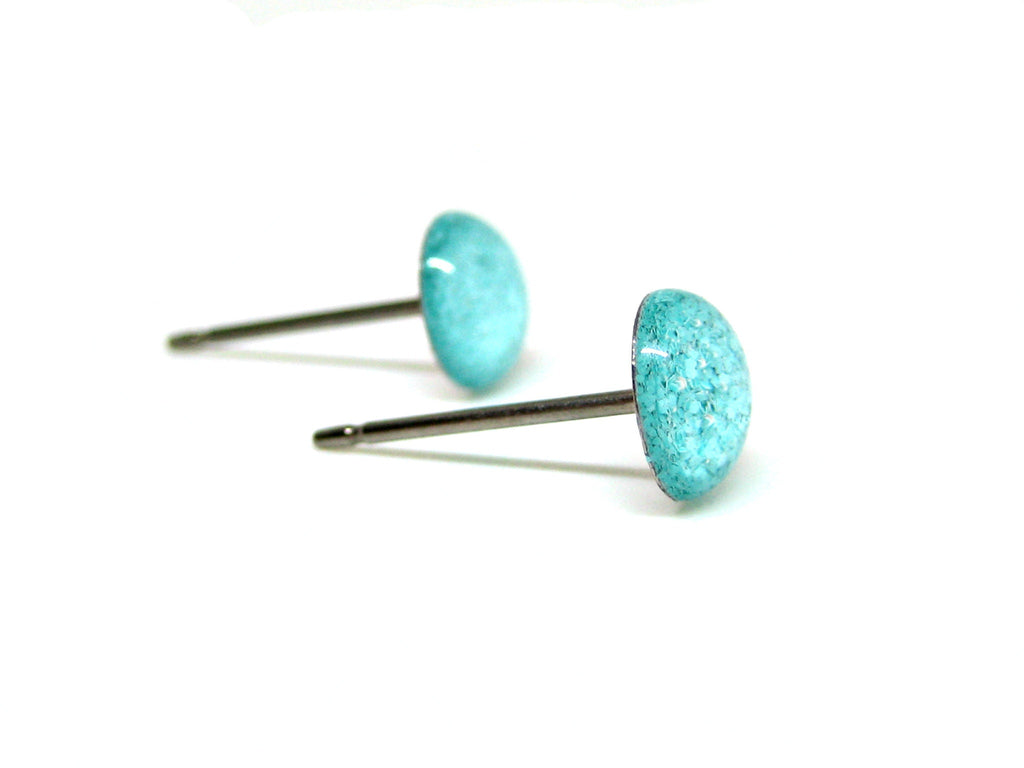 Sea Spray Glitter Titanium Stud Earrings