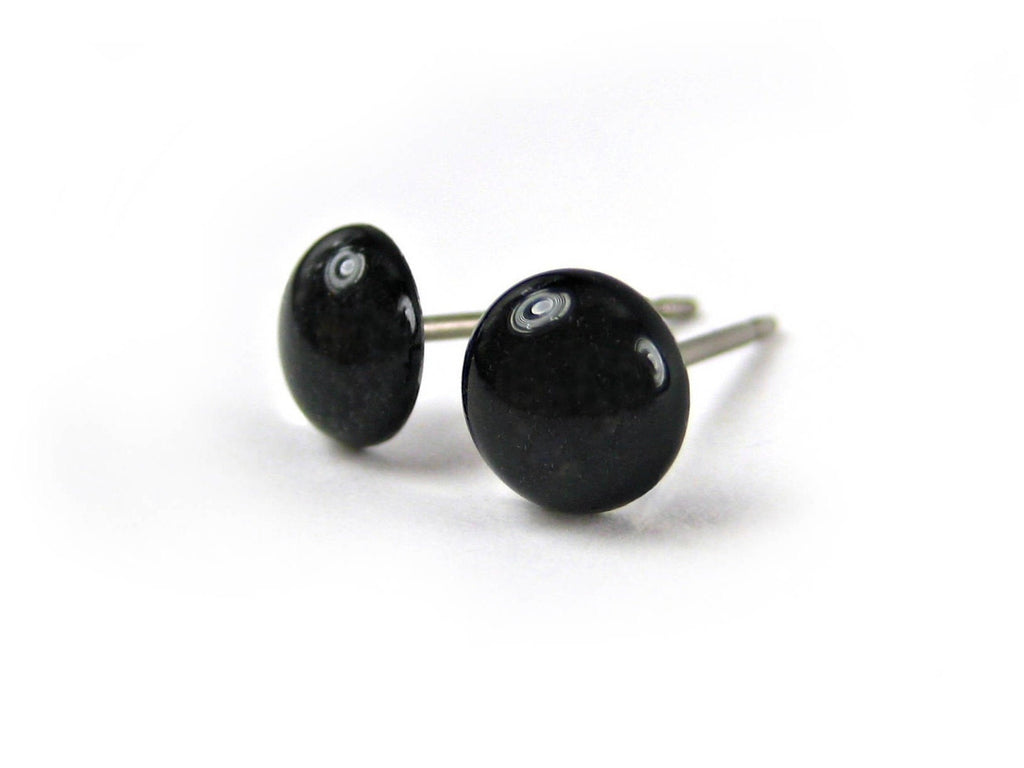 Black Beauty Glitter Titanium Stud Earrings