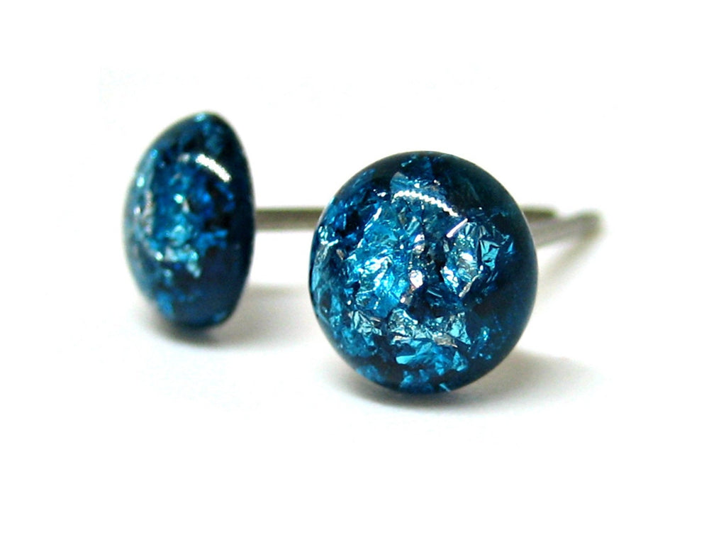 Forget Me Not Silver Flake Titanium Stud Earrings