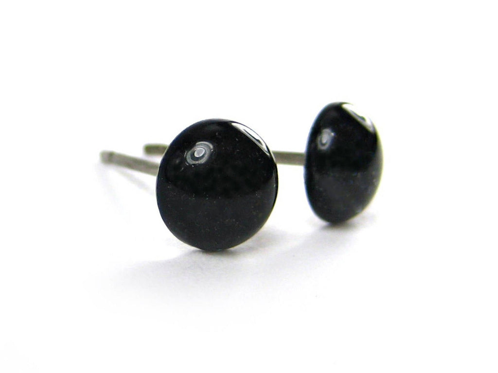 Black Beauty Glitter Titanium Stud Earrings