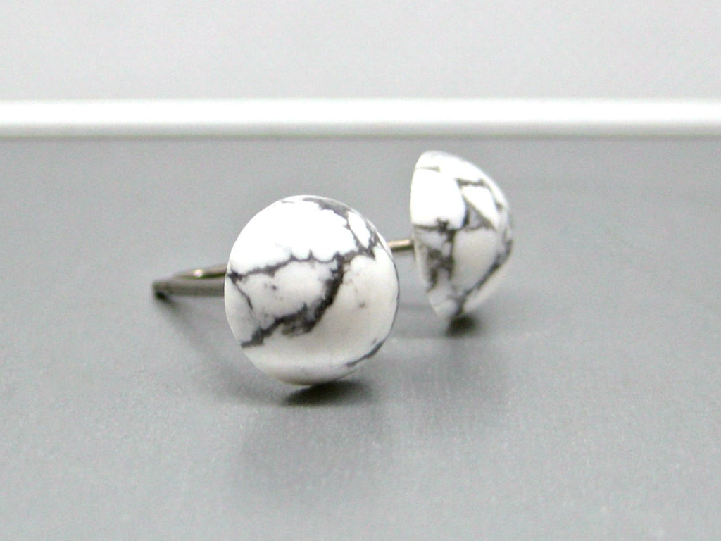 White Howlite Titanium Stud Earrings - 7mm