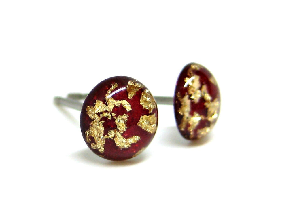 Red Gold Flake Titanium Stud Earrings