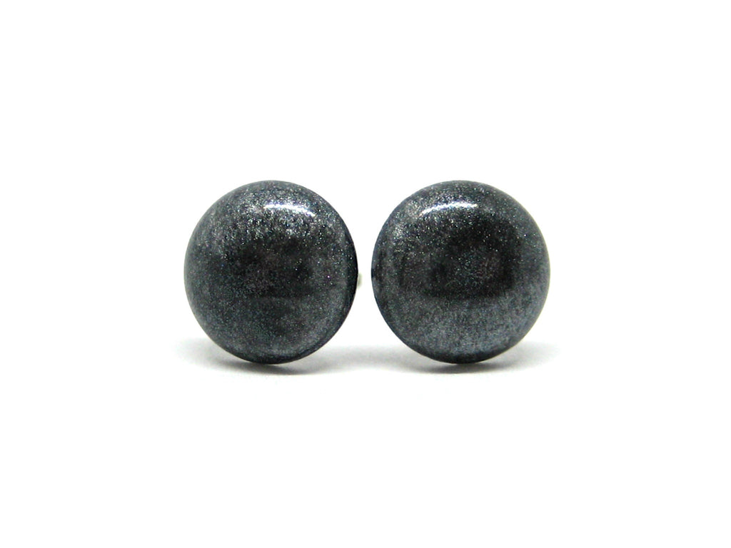 Silver Grey Solid Color Titanium Stud Earrings