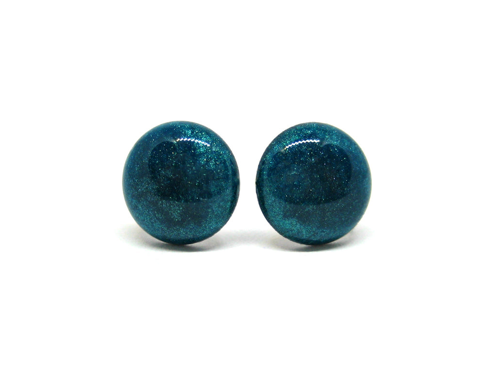 Blue Lagoon Teal Solid Color Titanium Stud Earrings