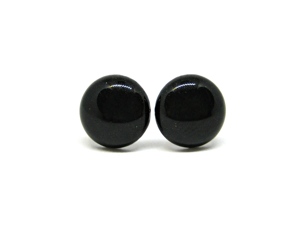 Black Satin Solid Color Titanium Stud Earrings