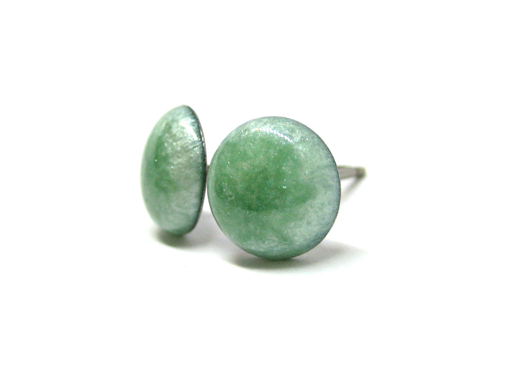 Pistachio Green Solid Color Titanium Stud Earrings