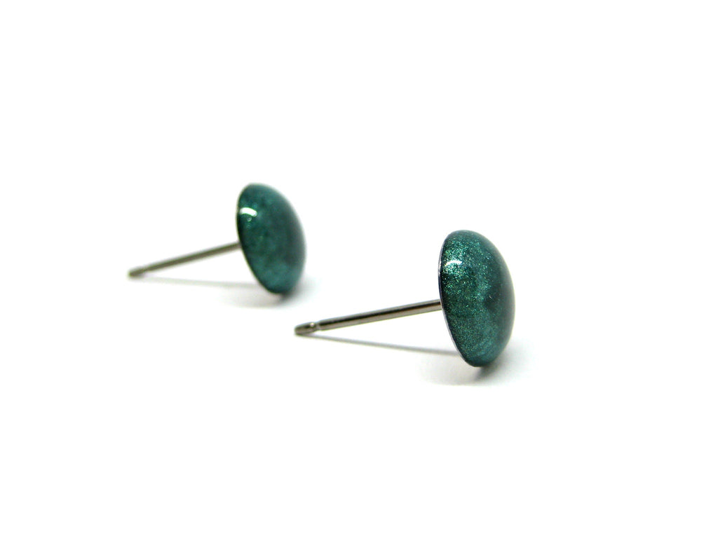 Sacramento Green Solid Color Titanium Stud Earrings