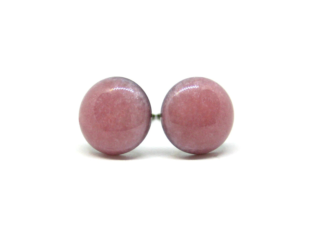 Carnation Pink Solid Color Titanium Stud Earrings