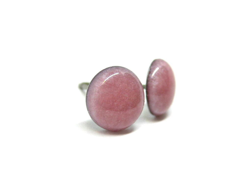 Carnation Pink Solid Color Titanium Stud Earrings