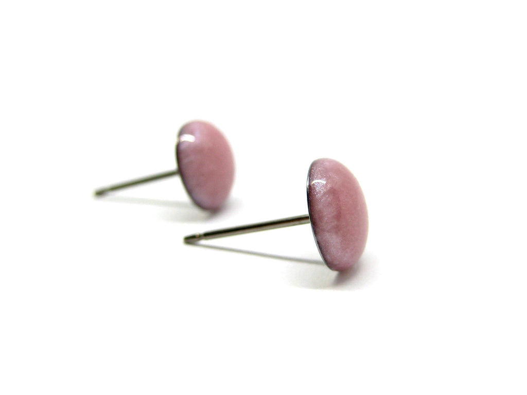 Carnation Pink Solid Color Titanium Stud Earrings