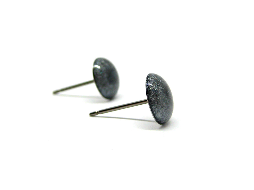 Silver Grey Solid Color Titanium Stud Earrings