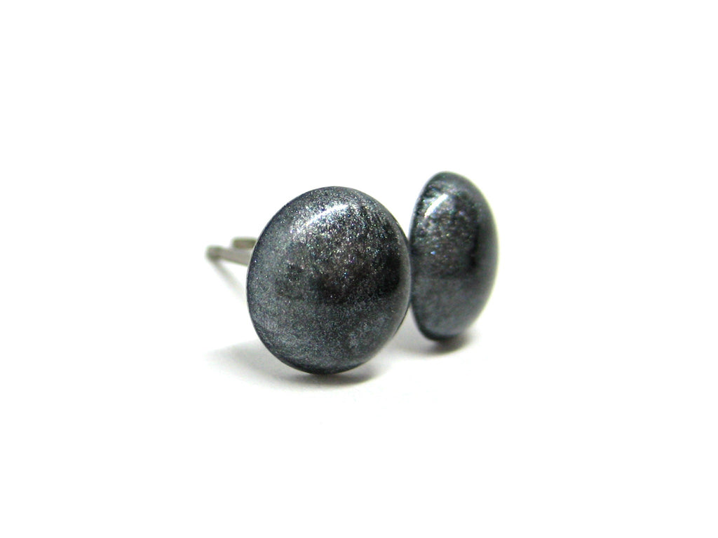 Silver Grey Solid Color Titanium Stud Earrings