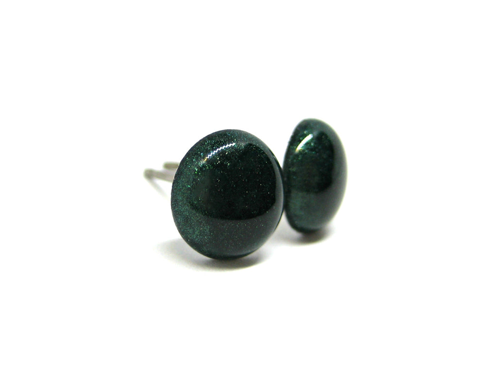 Hunter Green Solid Color Titanium Stud Earrings