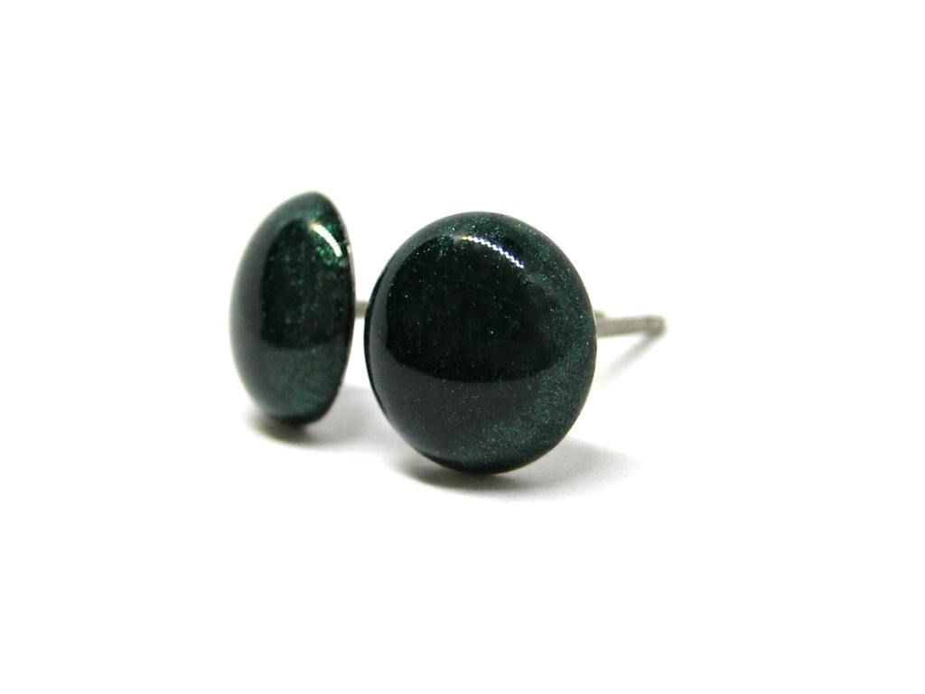 Hunter Green Solid Color Titanium Stud Earrings