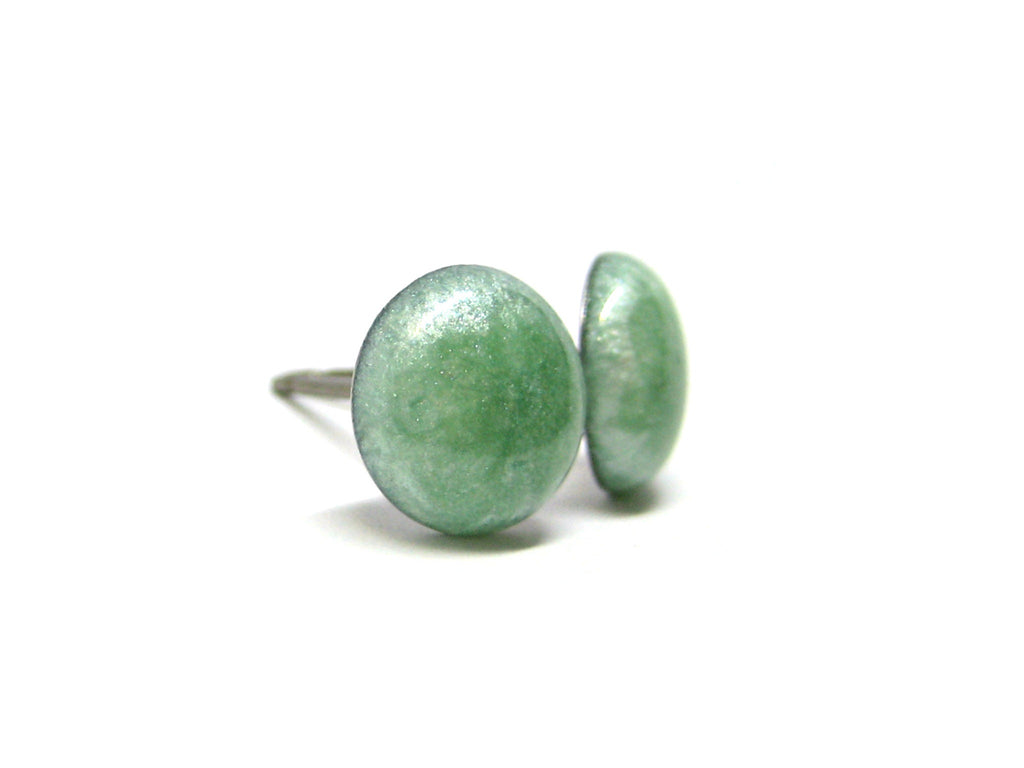 Pistachio Green Solid Color Titanium Stud Earrings