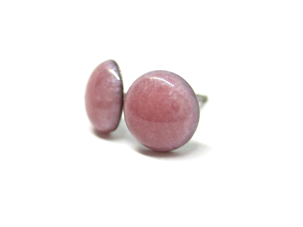 Carnation Pink Solid Color Titanium Stud Earrings