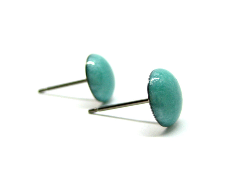 Calypso Teal Solid Color Titanium Stud Earrings