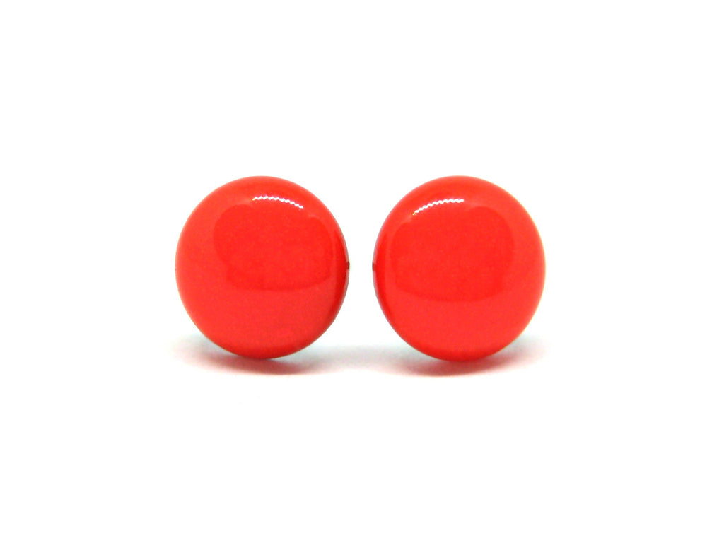 Neon Peach Red Solid Color Titanium Stud Earrings