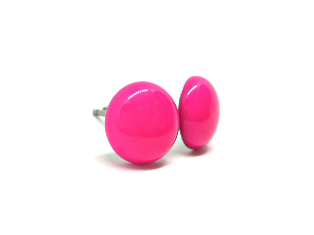 Neon Pink Solid Color Titanium Stud Earrings