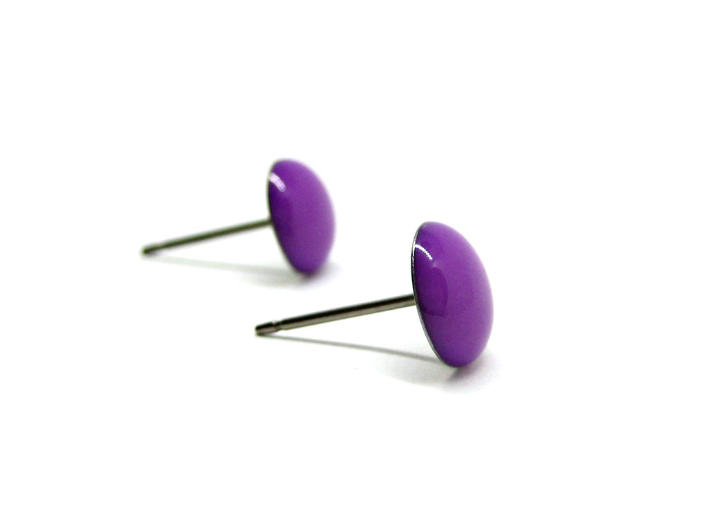 Neon Purple Solid Color Titanium Stud Earrings