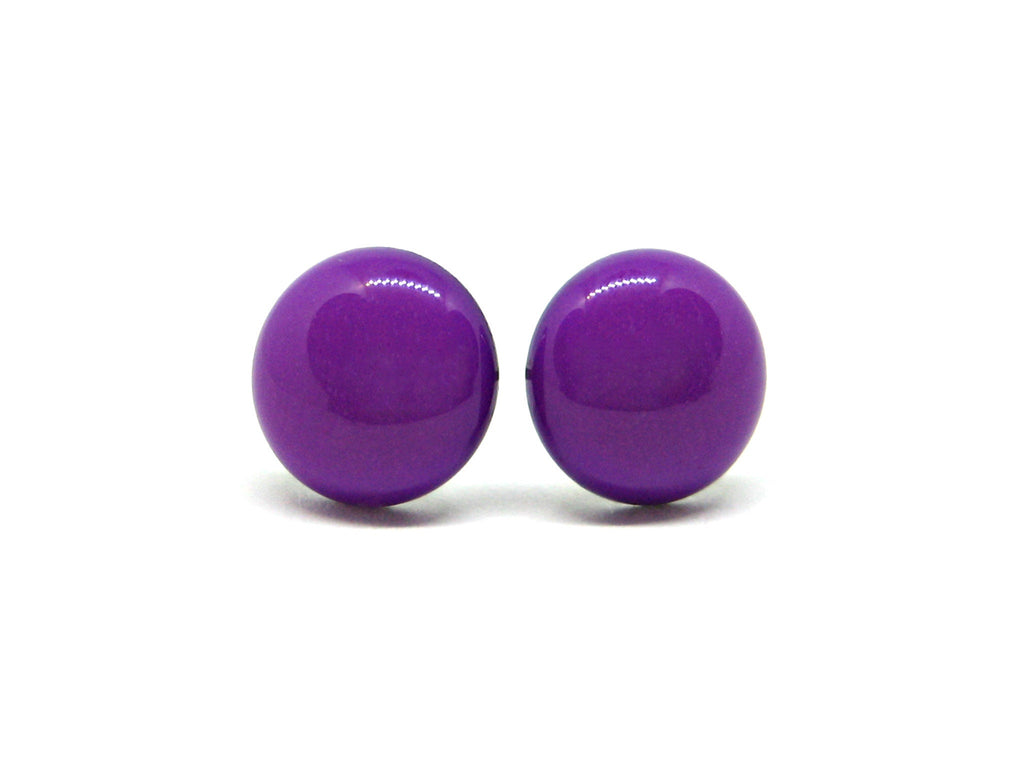 Neon Purple Solid Color Titanium Stud Earrings