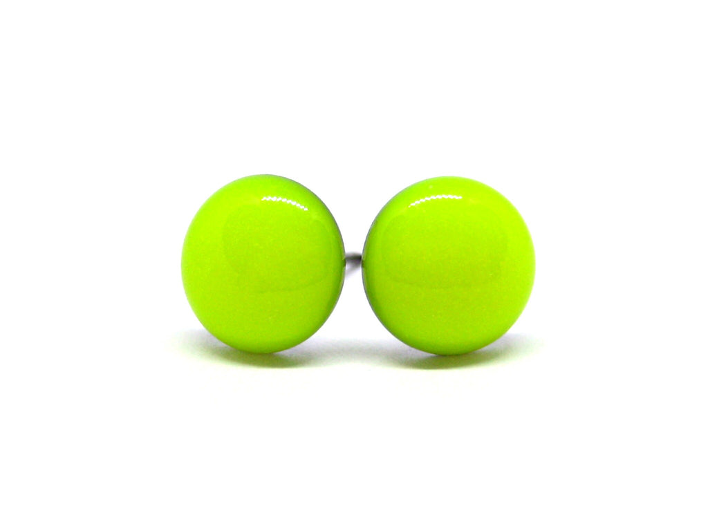 Neon Yellow Solid Color Titanium Stud Earrings