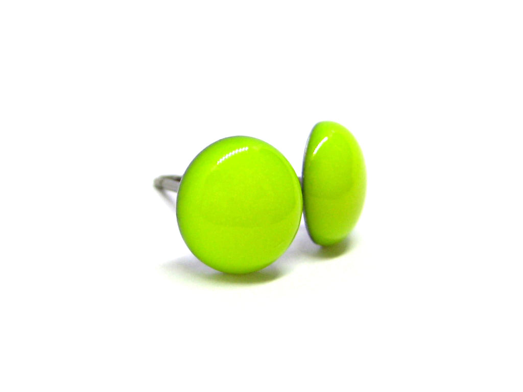 Neon Yellow Solid Color Titanium Stud Earrings