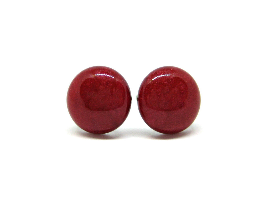 Crimson Red Solid Color Titanium Stud Earrings