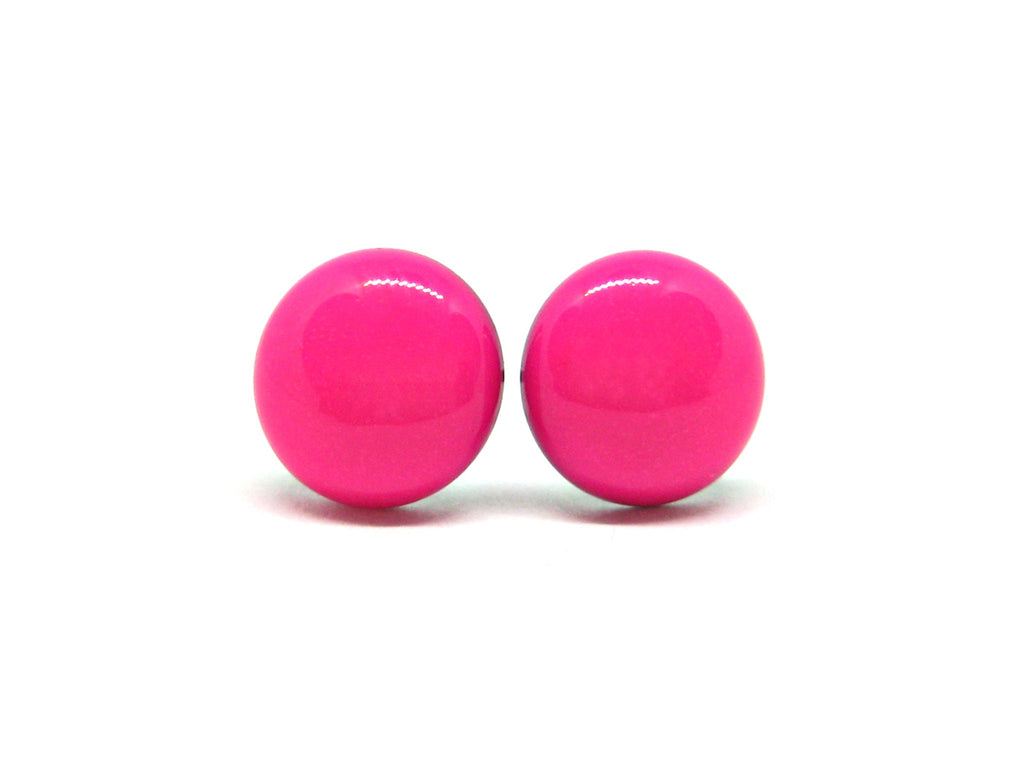 Neon Pink Solid Color Titanium Stud Earrings