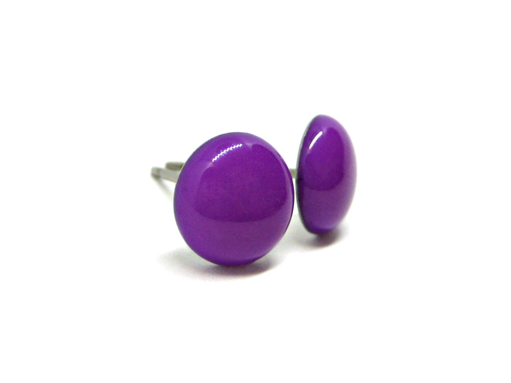 Neon Purple Solid Color Titanium Stud Earrings