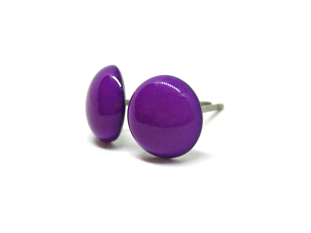 Neon Purple Solid Color Titanium Stud Earrings