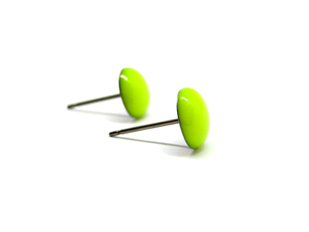 Neon Yellow Solid Color Titanium Stud Earrings