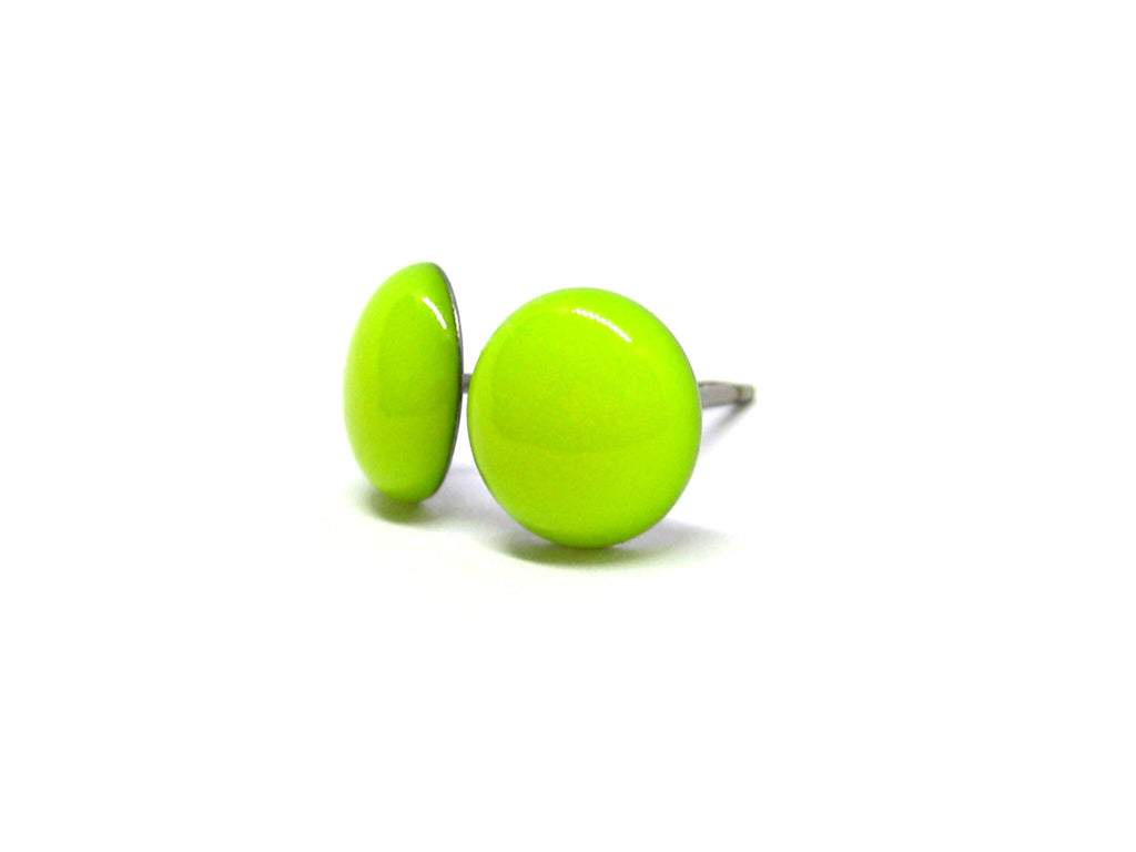 Neon Yellow Solid Color Titanium Stud Earrings