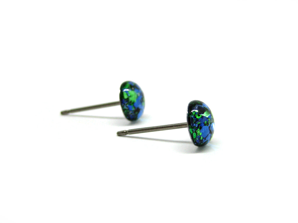 Oasis Glitter Titanium Stud Earrings