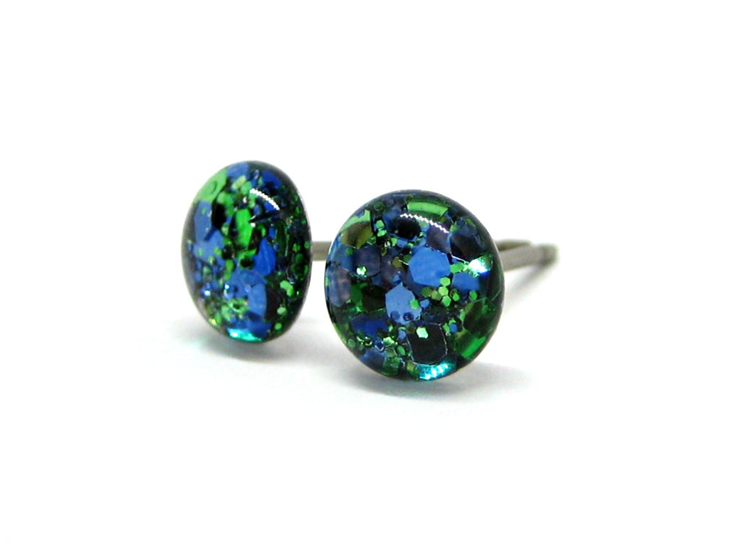 Oasis Glitter Titanium Stud Earrings