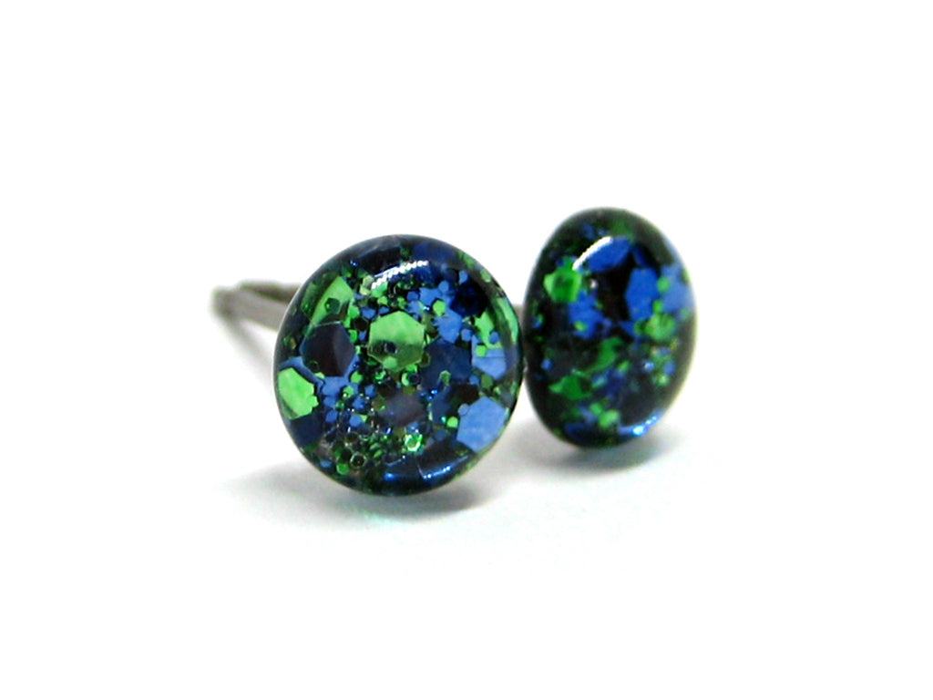 Oasis Glitter Titanium Stud Earrings