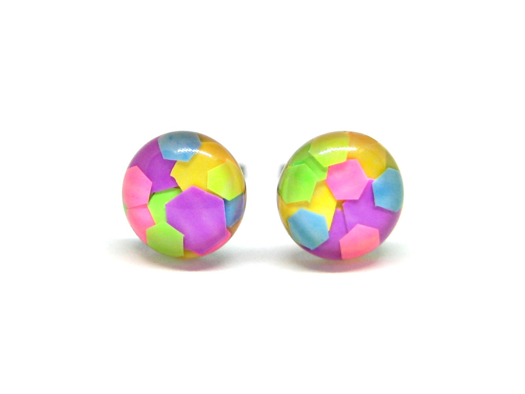 Altered Nova Confetti Glitter Titanium Stud Earrings