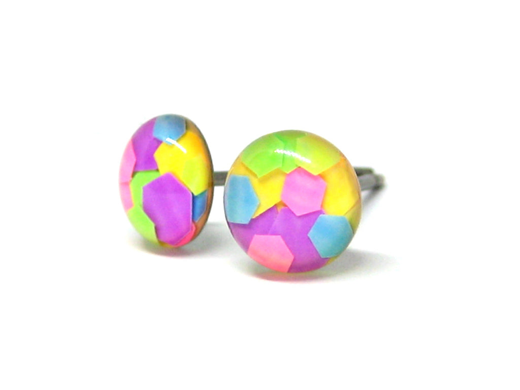 Altered Nova Confetti Glitter Titanium Stud Earrings