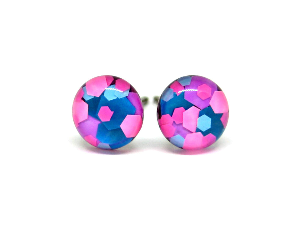 Happy Raver Confetti Glitter Titanium Stud Earrings