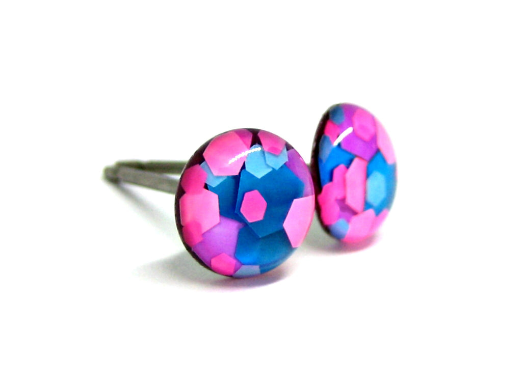 Happy Raver Confetti Glitter Titanium Stud Earrings